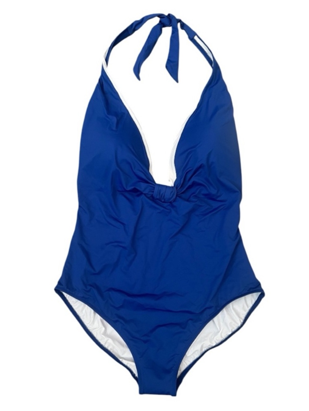 Gottex Blue Halter One Piece Swimsuit Deep V Plunge NWT Size 12